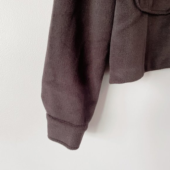 Harlow Cassidy Shirt Jacket NEW brown cropped shacket medium women's sweater - Picture 6 of 13